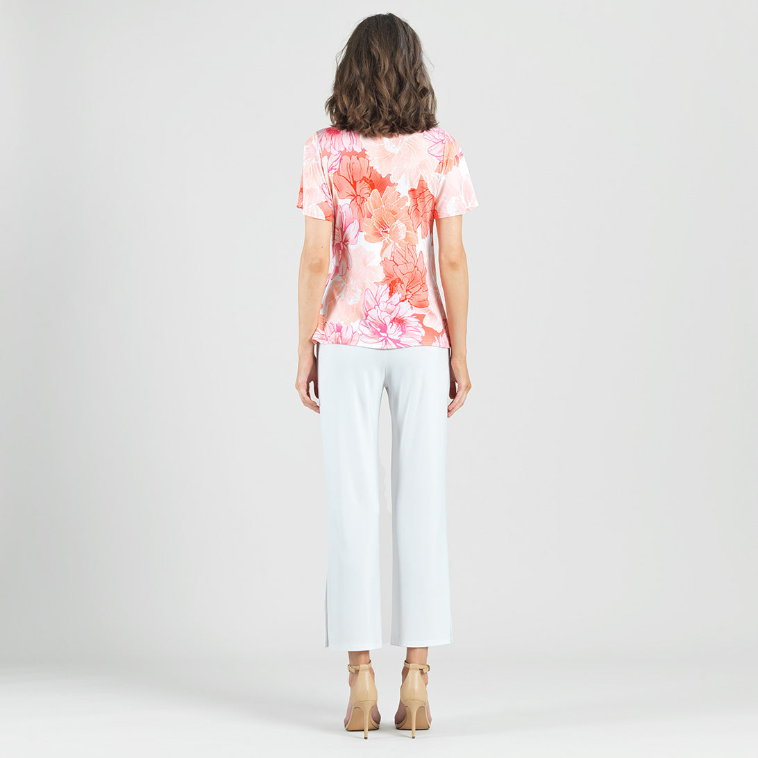 Butter Knit - Surplice Faux Wrap Side Tie Top - Sunset Petals - Final Sale | Clara Sunwoo