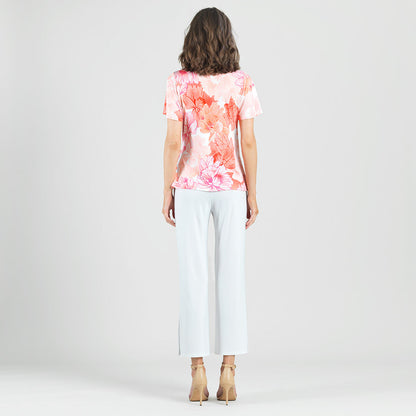 Butter Knit - Surplice Faux Wrap Side Tie Top - Sunset Petals - Final Sale | Clara Sunwoo