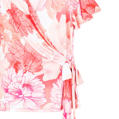 Butter Knit - Surplice Faux Wrap Side Tie Top - Sunset Petals - Final Sale | Clara Sunwoo