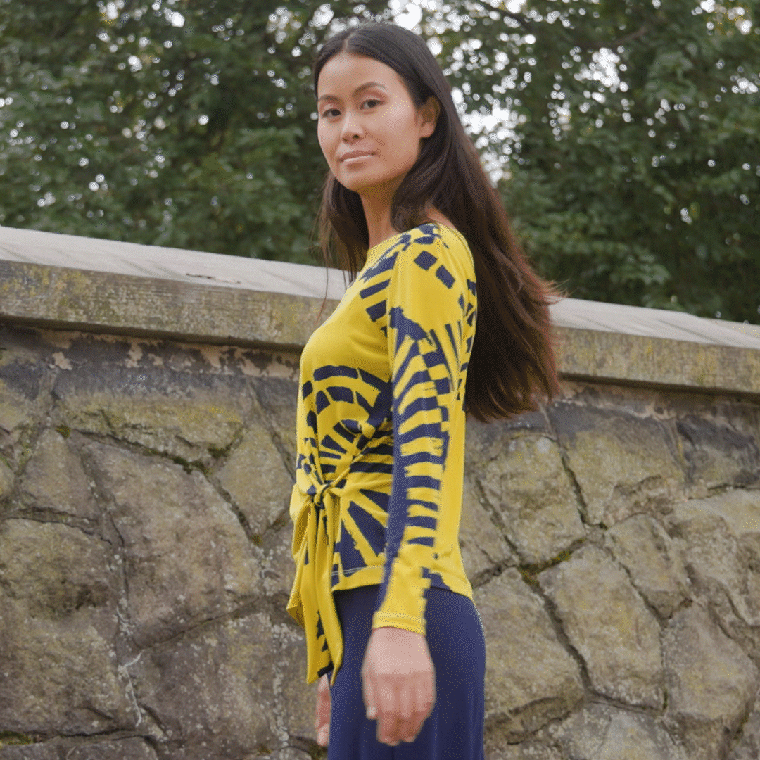 Side Tie Waist Top  - Track Line - Final Sale | Clara Sunwoo