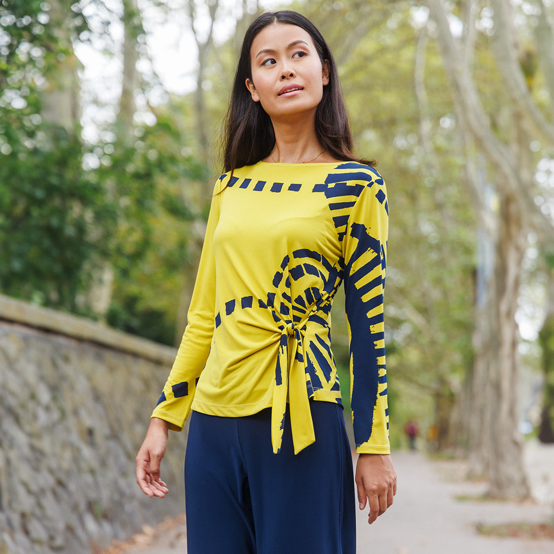 Side Tie Waist Top  - Track Line - Final Sale | Clara Sunwoo