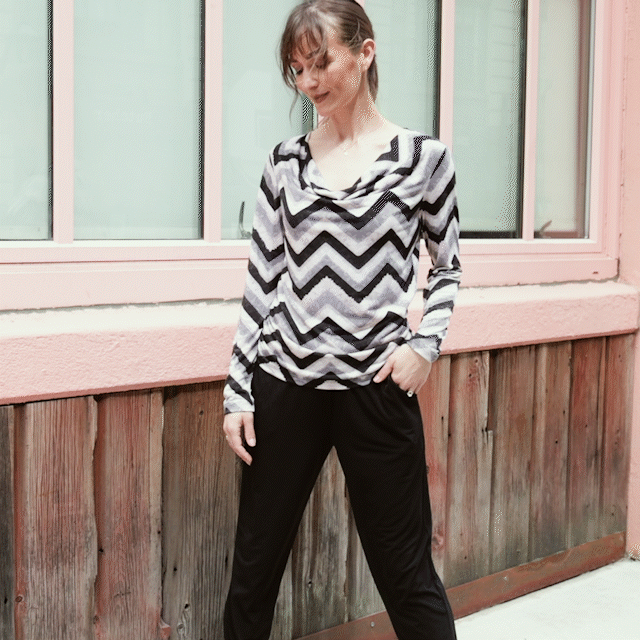 Cowl Neck Side Ruched Top - Chevron - Final Sale! | Clara Sunwoo