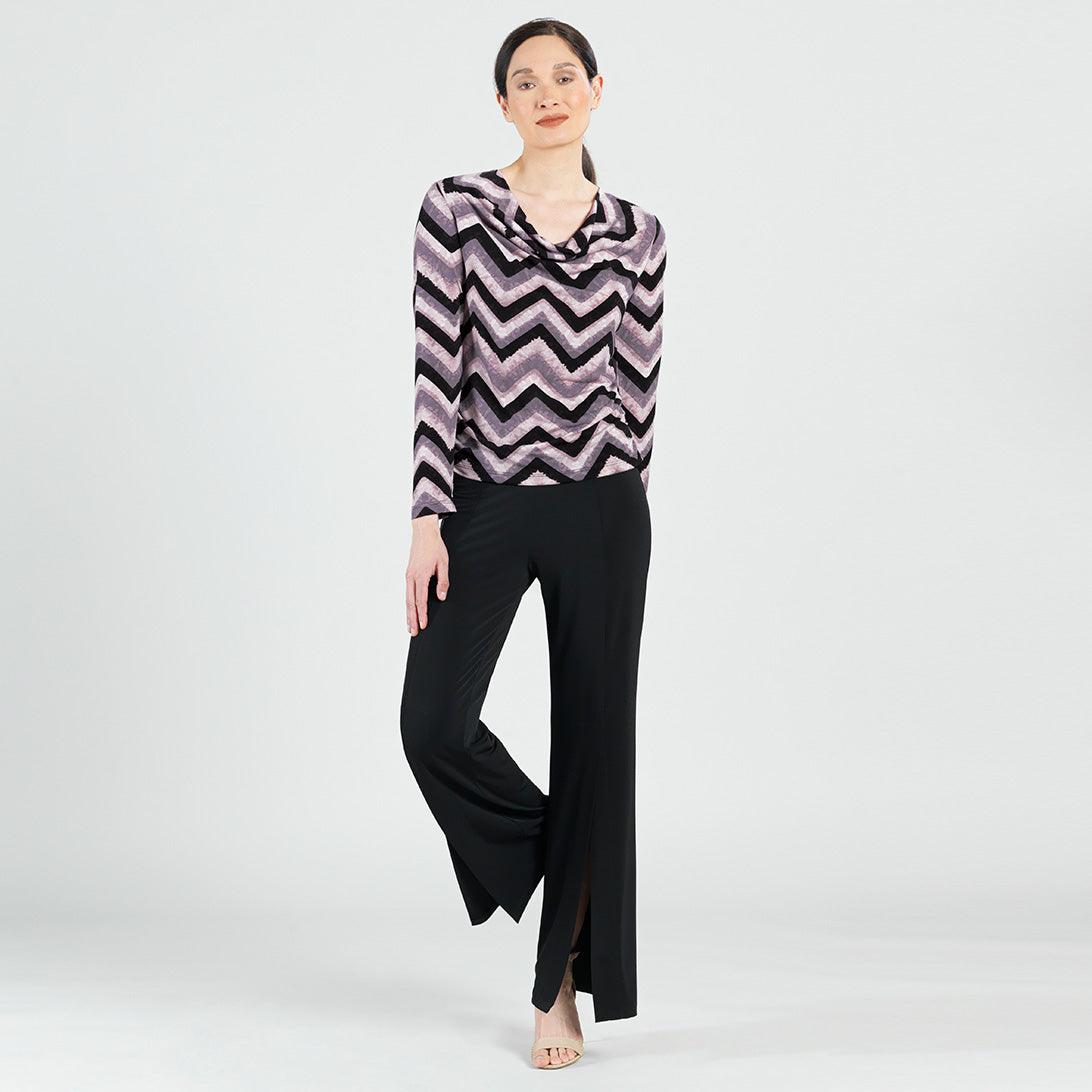 Cowl Neck Side Ruched Top - Chevron - Final Sale! | Clara Sunwoo