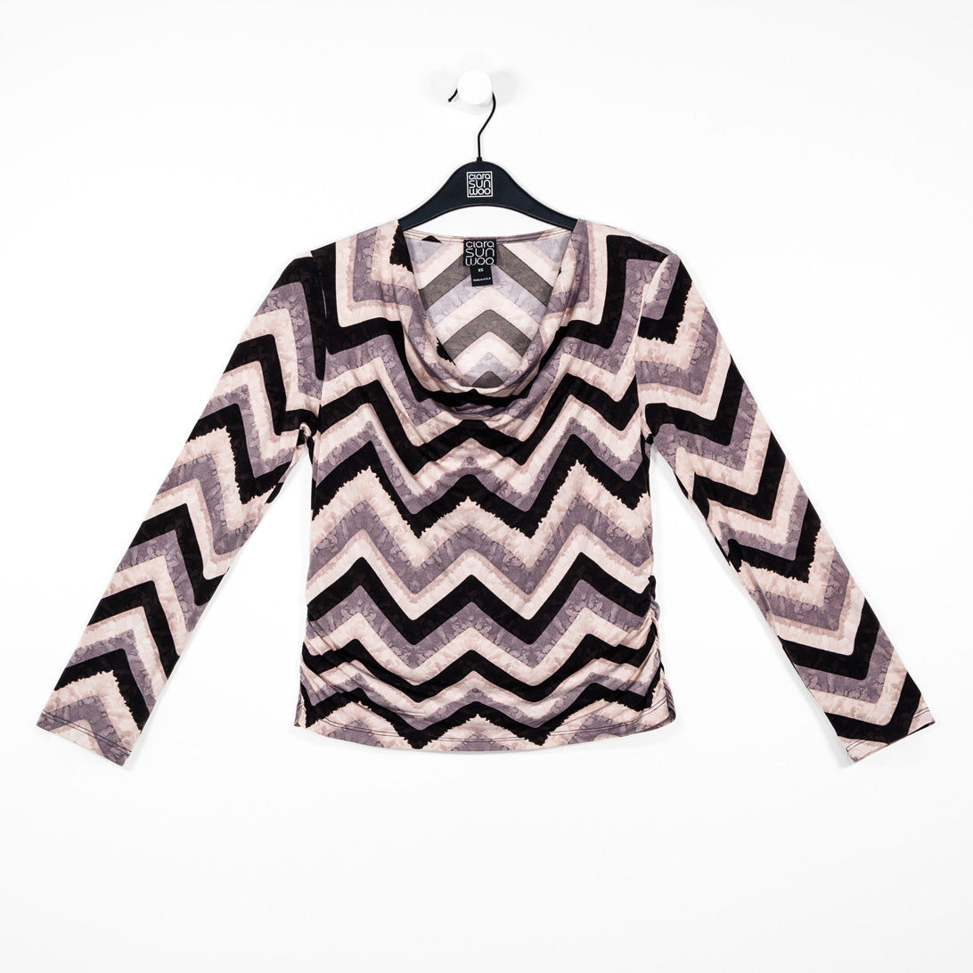 Cowl Neck Side Ruched Top - Chevron - Final Sale! | Clara Sunwoo