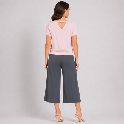 Modal Cotton - V-Back Cut-Out Top - Mauve - Final Sale | Clara Sunwoo