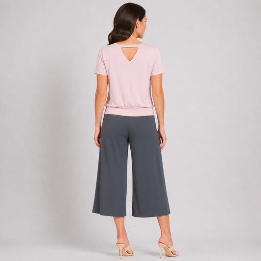 Modal Cotton - V-Back Cut-Out Top - Mauve - Final Sale | Clara Sunwoo