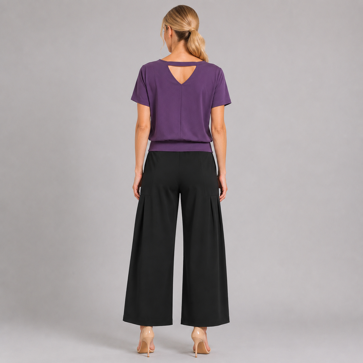 Modal Cotton - V-Back Cut-Out Top - Plum - Final Sale | Clara Sunwoo