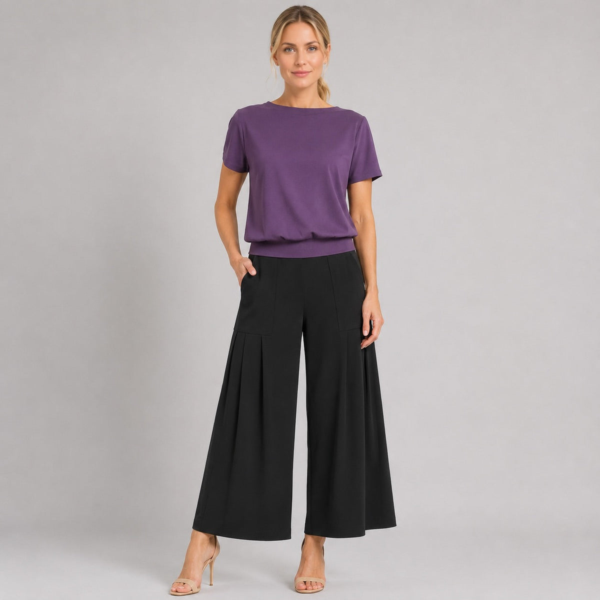 Modal Cotton - V-Back Cut-Out Top - Plum - Final Sale | Clara Sunwoo
