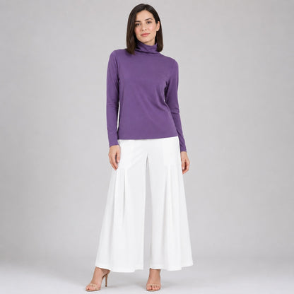 Modal Cotton - Turtleneck Long Sleeve Top - Plum - Final Sale | Clara Sunwoo