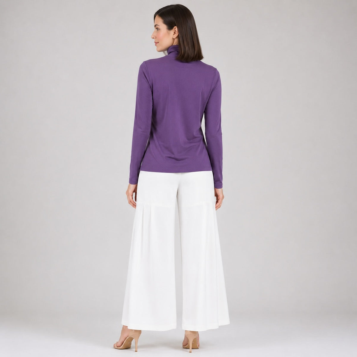 Modal Cotton - Turtleneck Long Sleeve Top - Plum - Final Sale | Clara Sunwoo