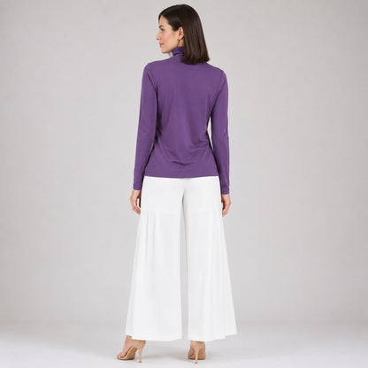 Modal Cotton - Turtleneck Long Sleeve Top - Plum - Final Sale | Clara Sunwoo