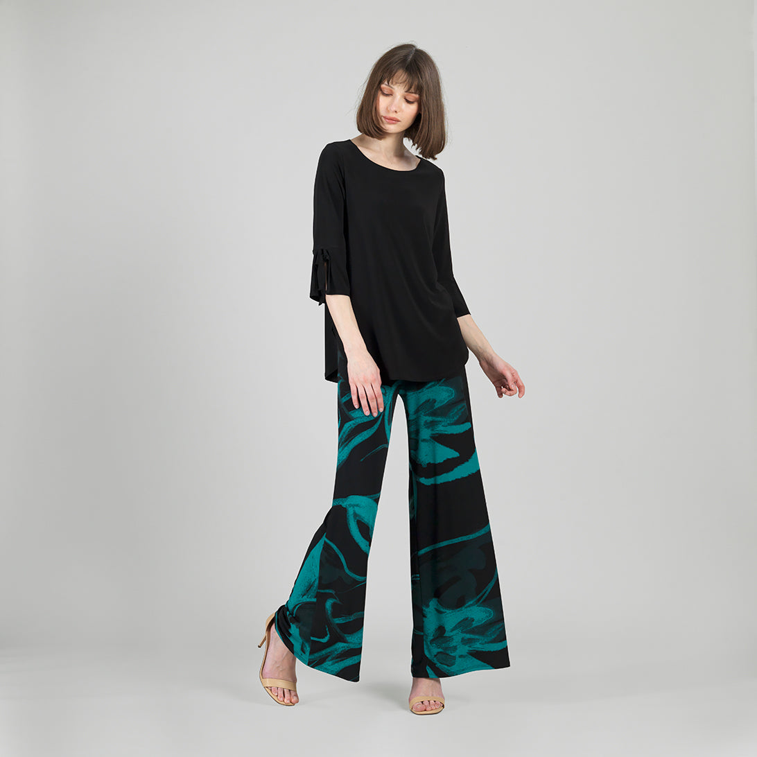 Tie Cuff Curved Hem Tunic - Black - Final Sale | Clara Sunwoo