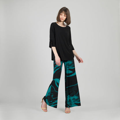 Tie Cuff Curved Hem Tunic - Black - Final Sale | Clara Sunwoo