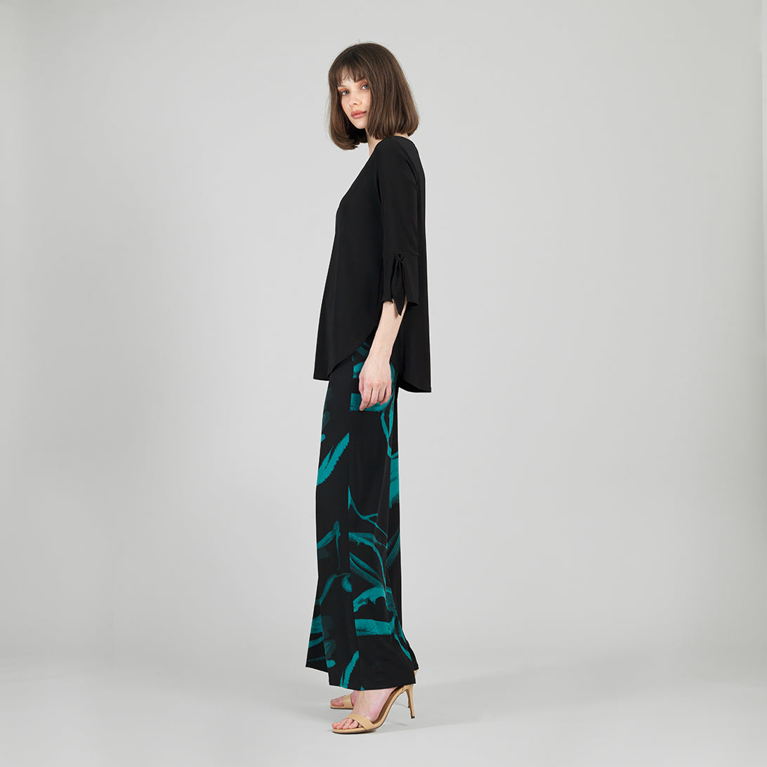 Tie Cuff Curved Hem Tunic - Black - Final Sale | Clara Sunwoo