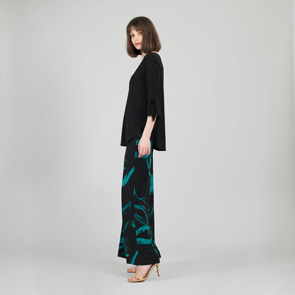 Tie Cuff Curved Hem Tunic - Black - Final Sale | Clara Sunwoo