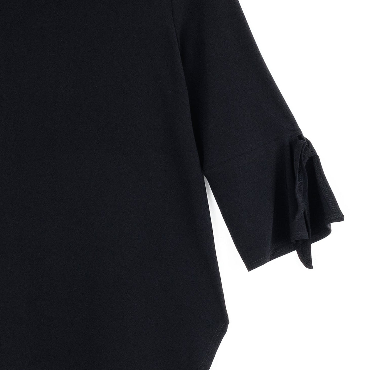 Tie Cuff Curved Hem Tunic - Black - Final Sale | Clara Sunwoo
