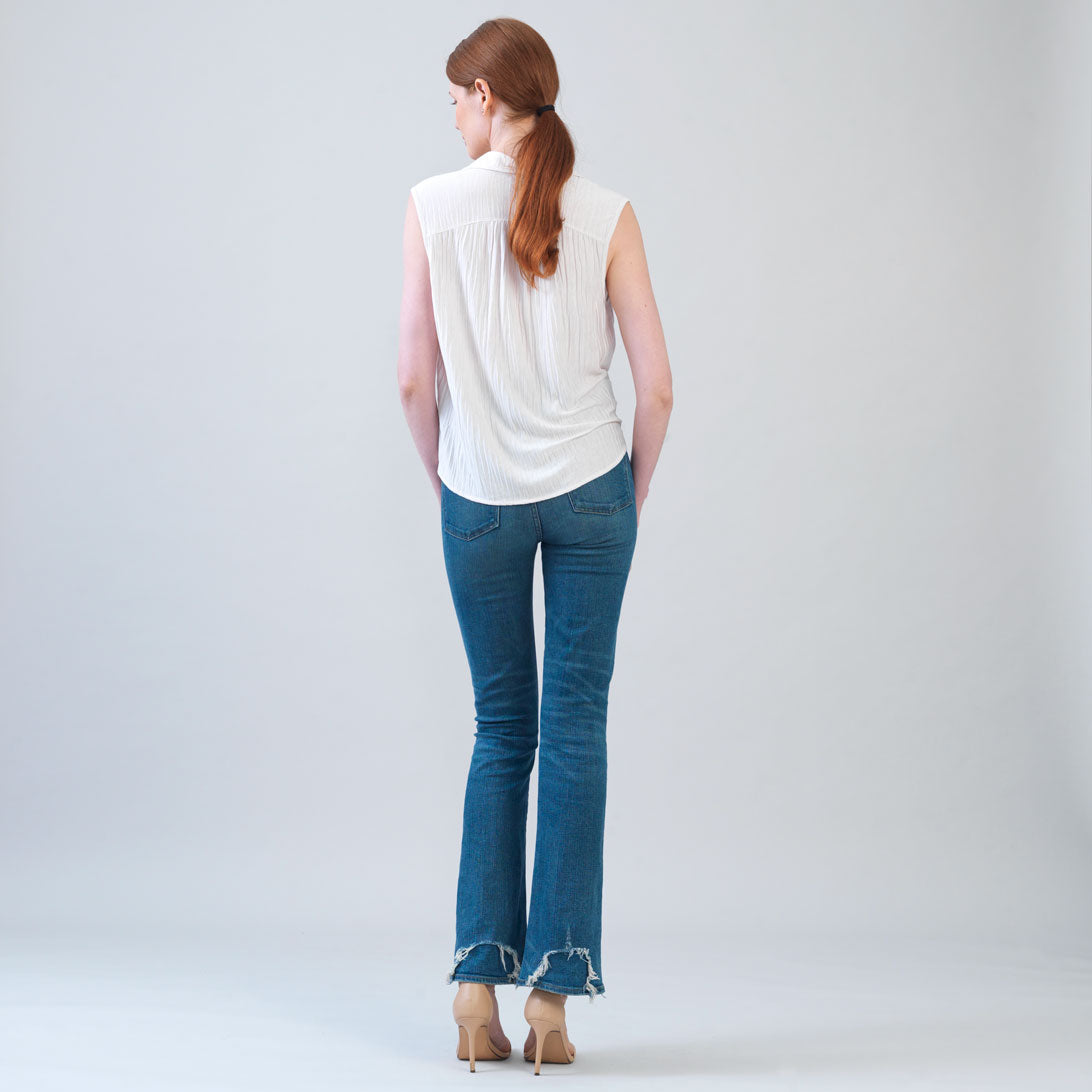 Soft Pleat Knit - Sleeveless Button Down Tie Hem Top - Ivory - Final Sale! | Clara Sunwoo