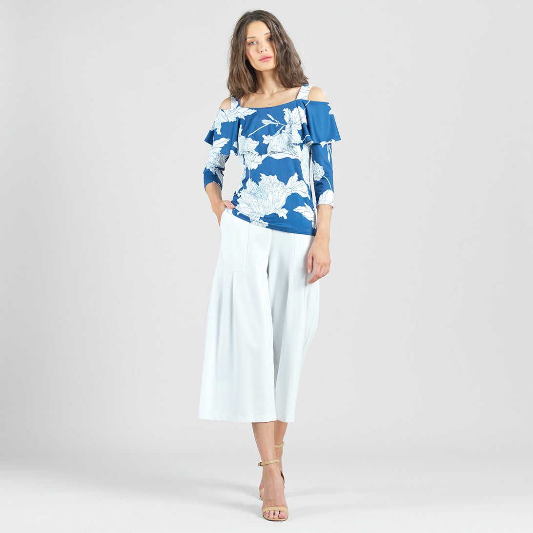 Butter Knit - Open Shoulder Ruffle Top - Mum Sketch - Final Sale | Clara Sunwoo