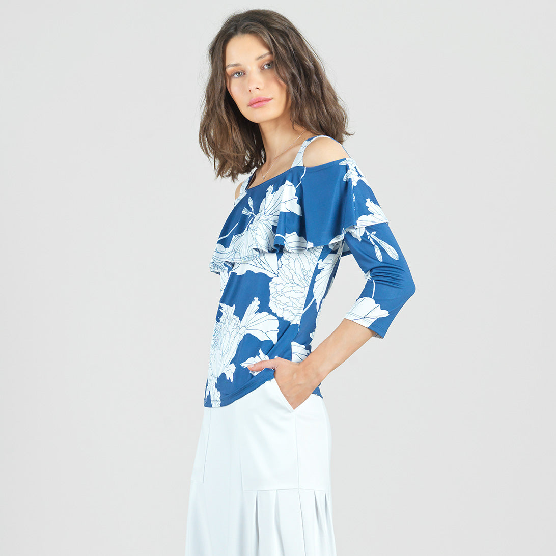 Butter Knit - Open Shoulder Ruffle Top - Mum Sketch - Final Sale | Clara Sunwoo