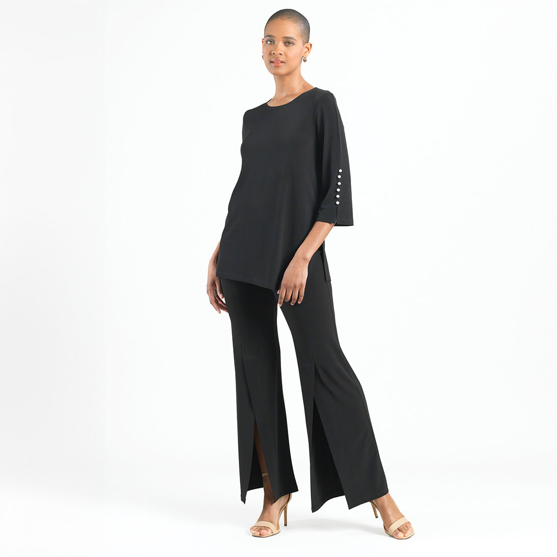 Pearl Cuff Asymmetrical Hi-Low Tunic - Black - Final Sale | Clara Sunwoo