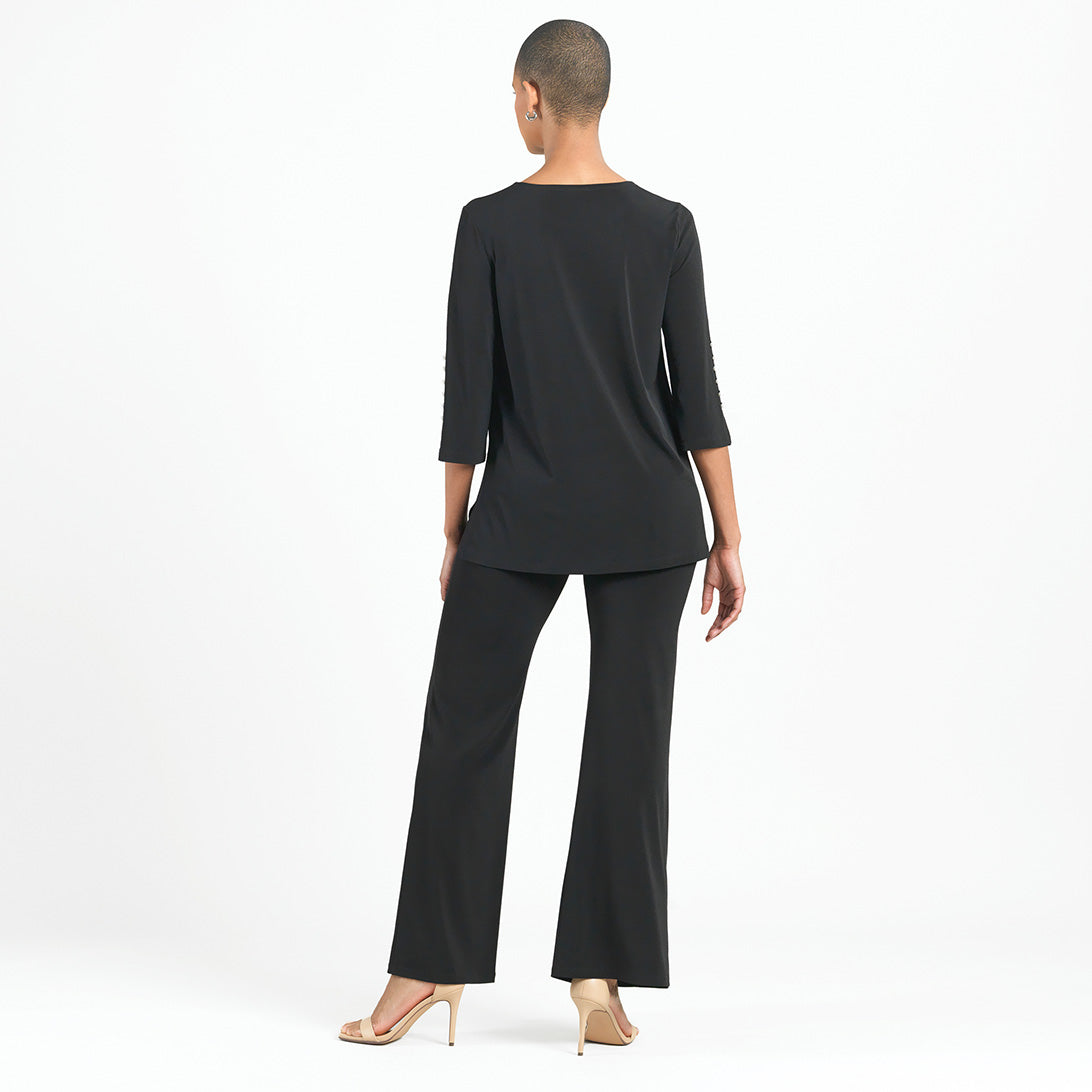 Pearl Cuff Asymmetrical Hi-Low Tunic - Black - Final Sale | Clara Sunwoo