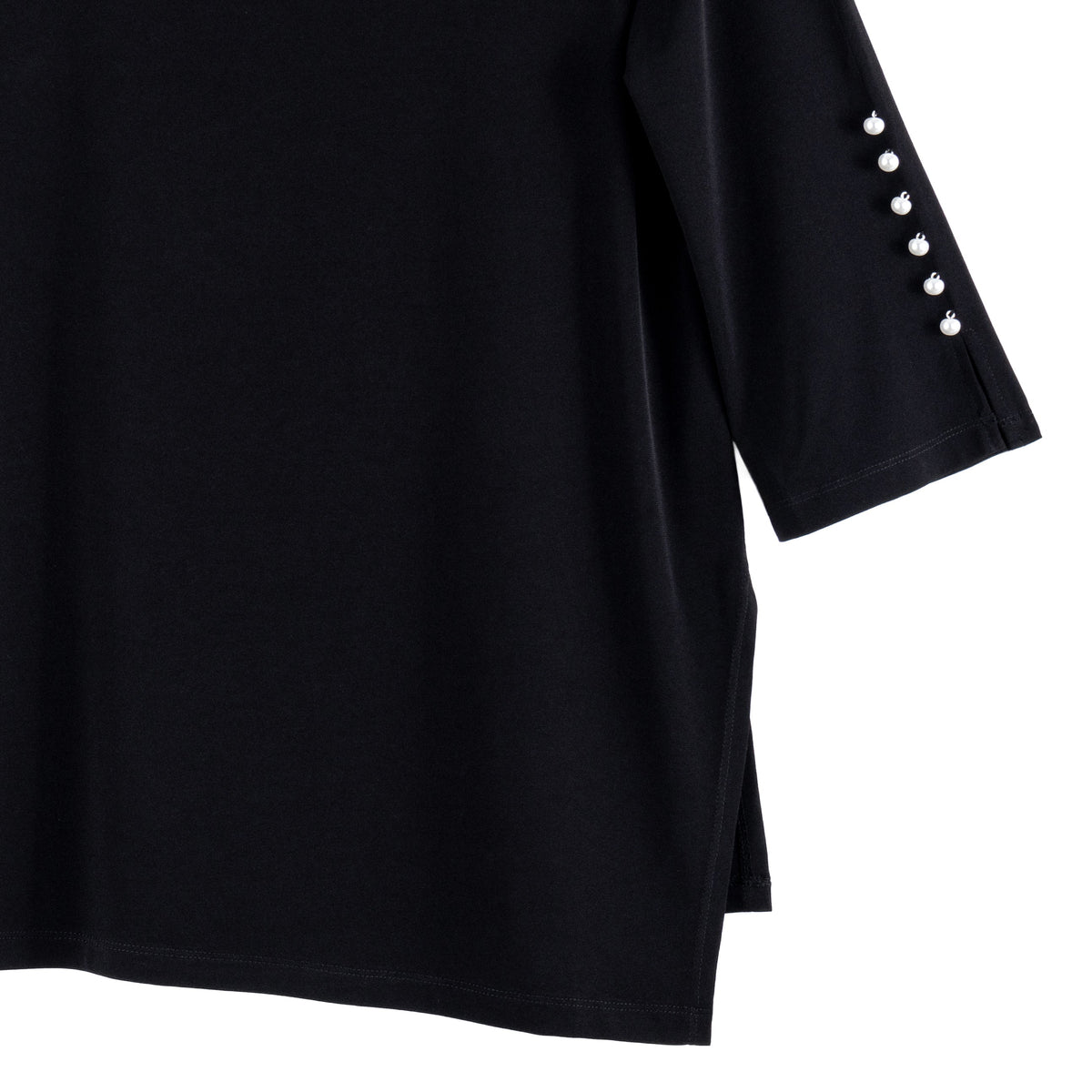 Pearl Cuff Asymmetrical Hi-Low Tunic - Black - Final Sale | Clara Sunwoo