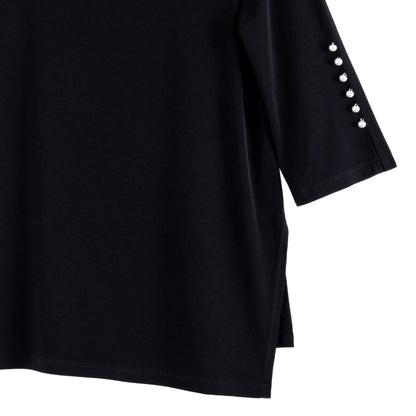 Pearl Cuff Asymmetrical Hi-Low Tunic - Black - Final Sale | Clara Sunwoo