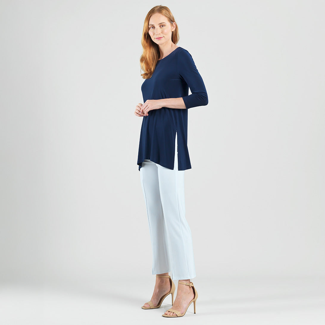 Side Vent Kerchief Hem Tunic - Navy - Final Sale | Clara Sunwoo