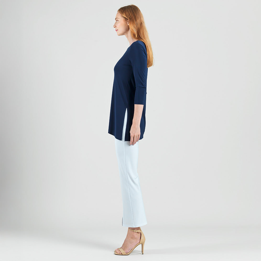 Side Vent Kerchief Hem Tunic - Navy - Final Sale | Clara Sunwoo