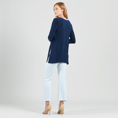 Side Vent Kerchief Hem Tunic - Navy - Final Sale | Clara Sunwoo