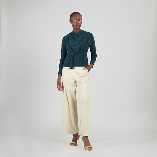 Long Sleeve Loop Front Top - Hunter Green - Final Sale | Clara Sunwoo