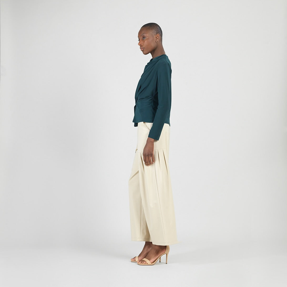 Long Sleeve Loop Front Top - Hunter Green - Final Sale | Clara Sunwoo