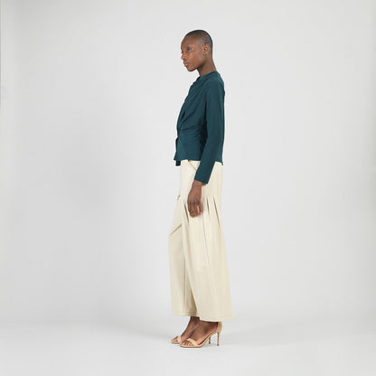 Long Sleeve Loop Front Top - Hunter Green - Final Sale | Clara Sunwoo