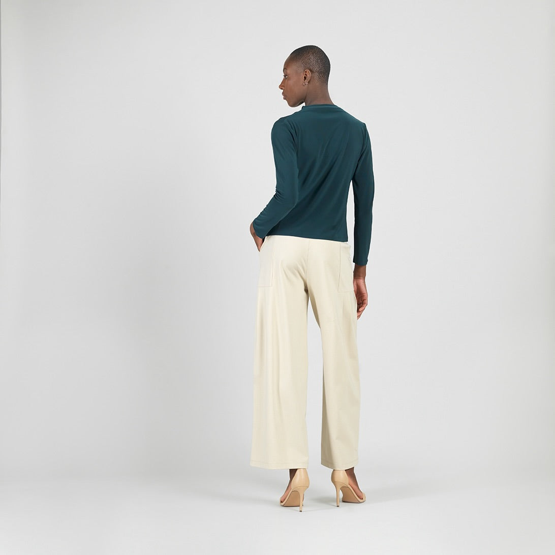 Long Sleeve Loop Front Top - Hunter Green - Final Sale | Clara Sunwoo