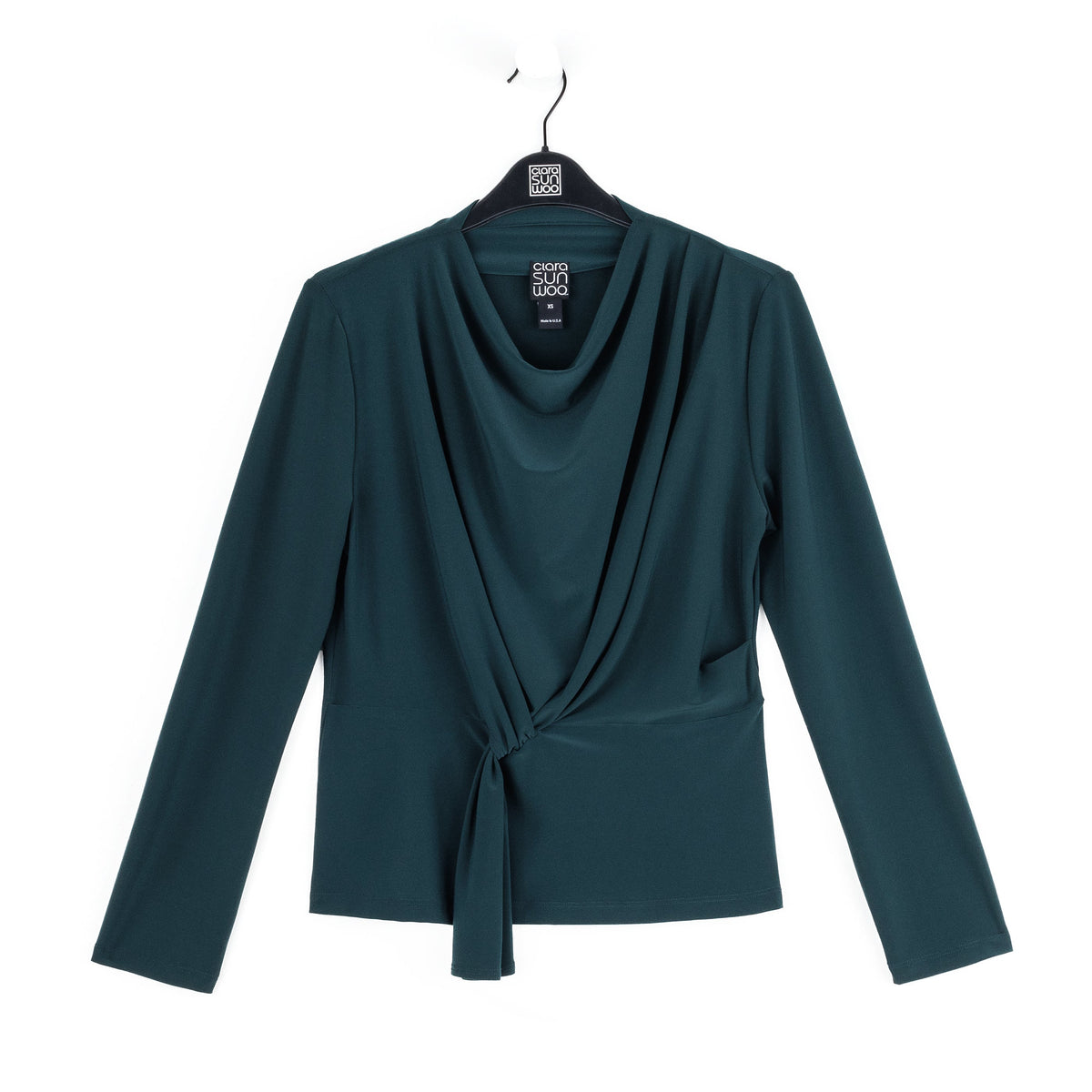 Long Sleeve Loop Front Top - Hunter Green - Final Sale | Clara Sunwoo