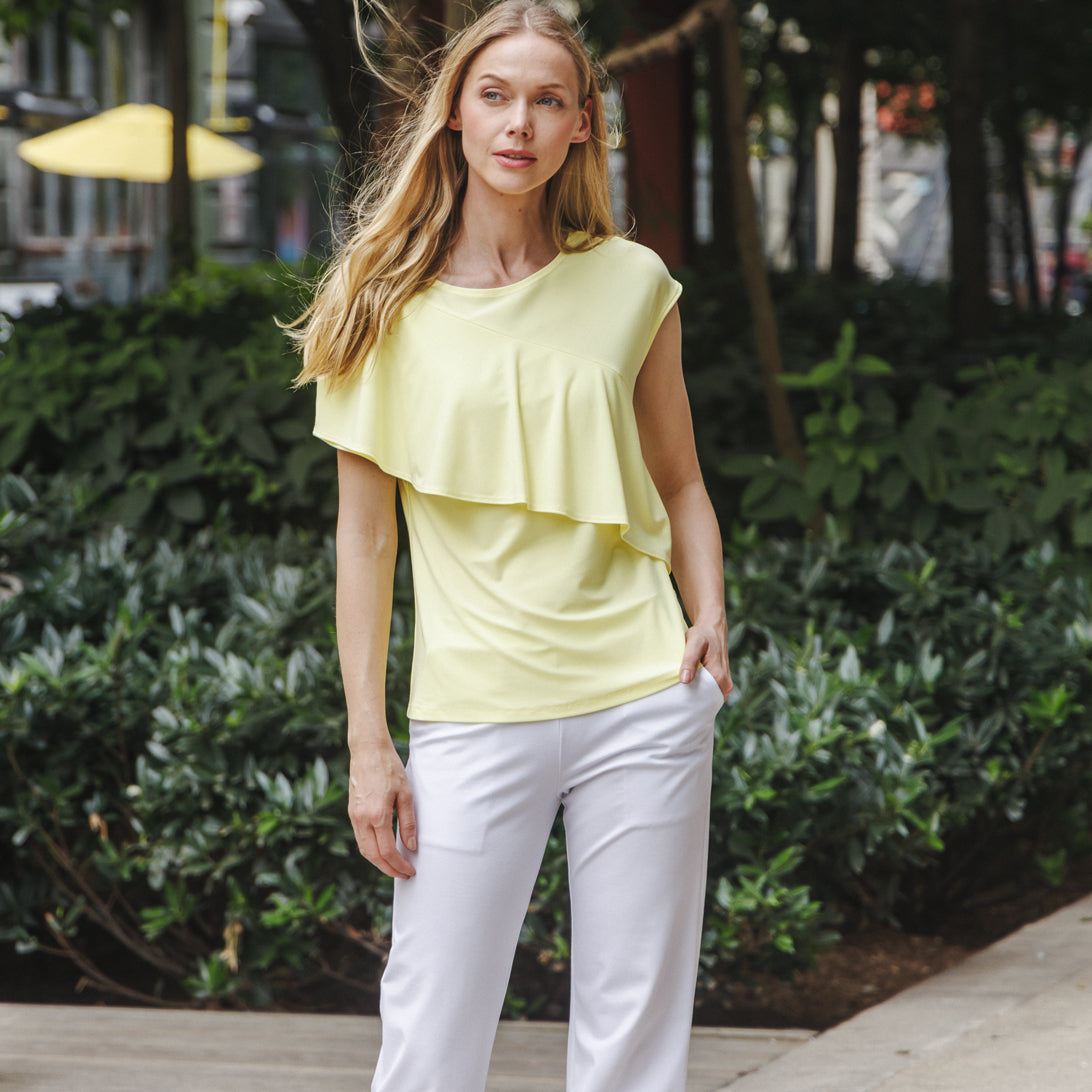 Ruffle Overlay Top - Yellow - Final Sale! | Clara Sunwoo