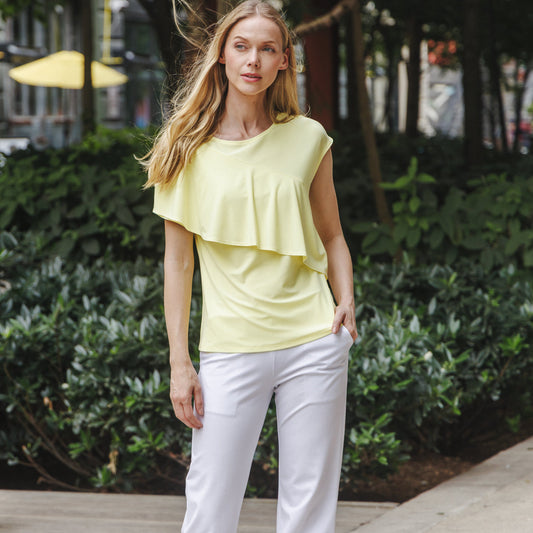 Ruffle Overlay Top - Yellow - Final Sale! | Clara Sunwoo