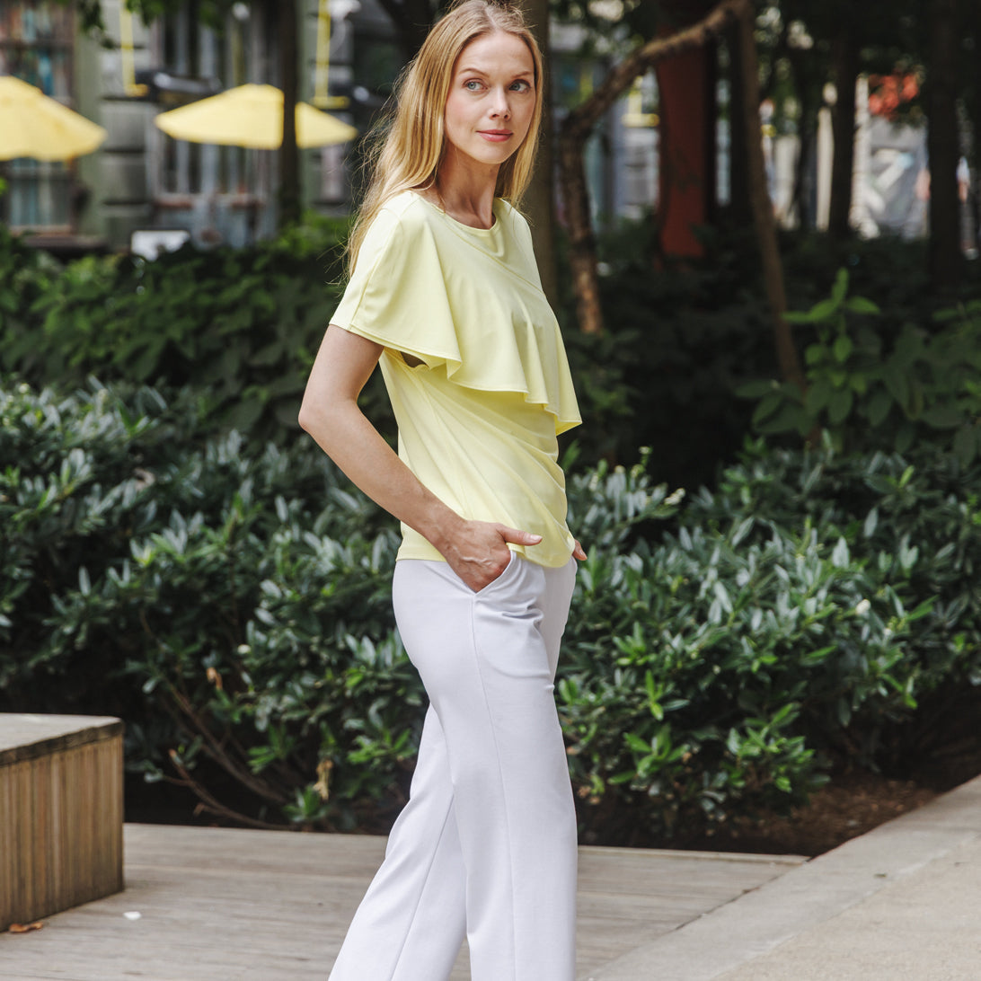 Ruffle Overlay Top - Yellow - Final Sale! | Clara Sunwoo