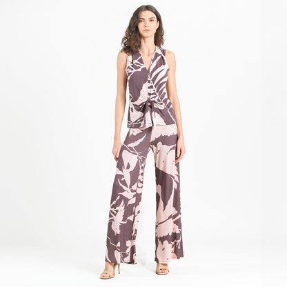 Sleeveless V-Neck Center Front Tie Top - Floral Stem - Final Sale | Clara Sunwoo