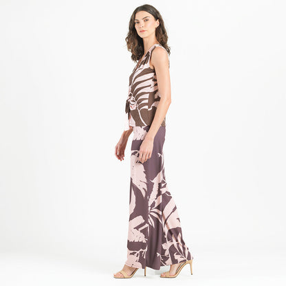 Sleeveless V-Neck Center Front Tie Top - Floral Stem - Final Sale | Clara Sunwoo