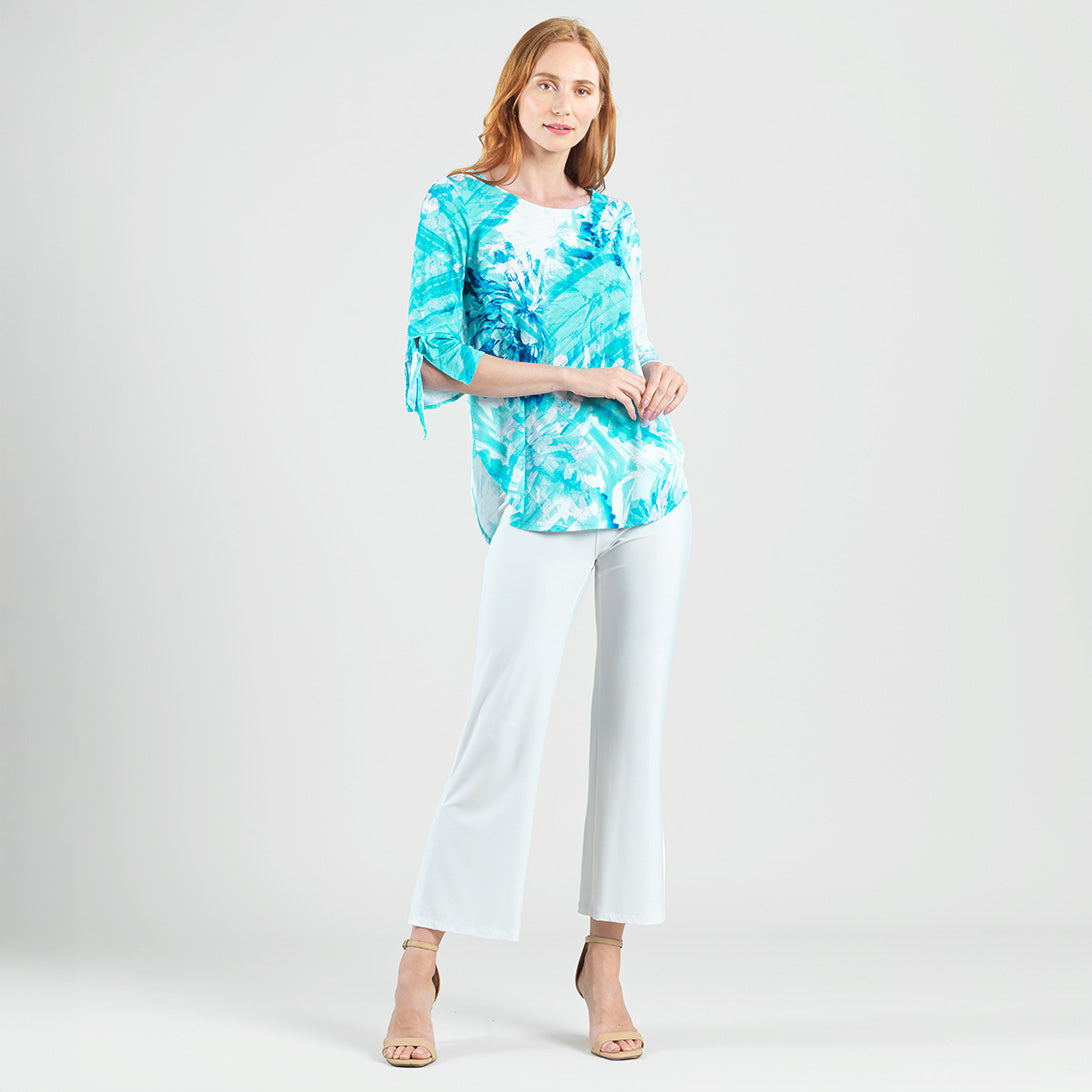 Tie Cuff Curved Hem Tunic - Ocean Petal - Final Sale | Clara Sunwoo