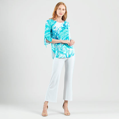 Tie Cuff Curved Hem Tunic - Ocean Petal - Final Sale | Clara Sunwoo