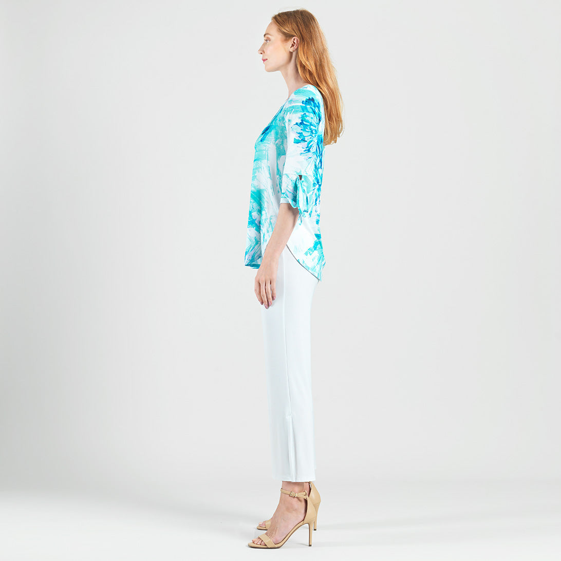 Tie Cuff Curved Hem Tunic - Ocean Petal - Final Sale | Clara Sunwoo