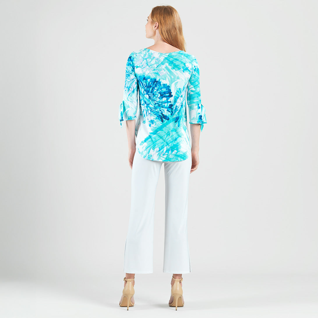 Tie Cuff Curved Hem Tunic - Ocean Petal - Final Sale | Clara Sunwoo
