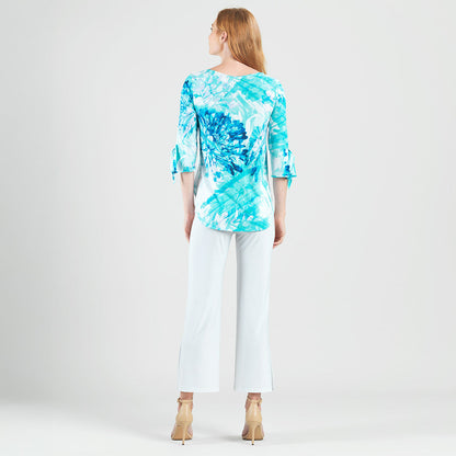 Tie Cuff Curved Hem Tunic - Ocean Petal - Final Sale | Clara Sunwoo