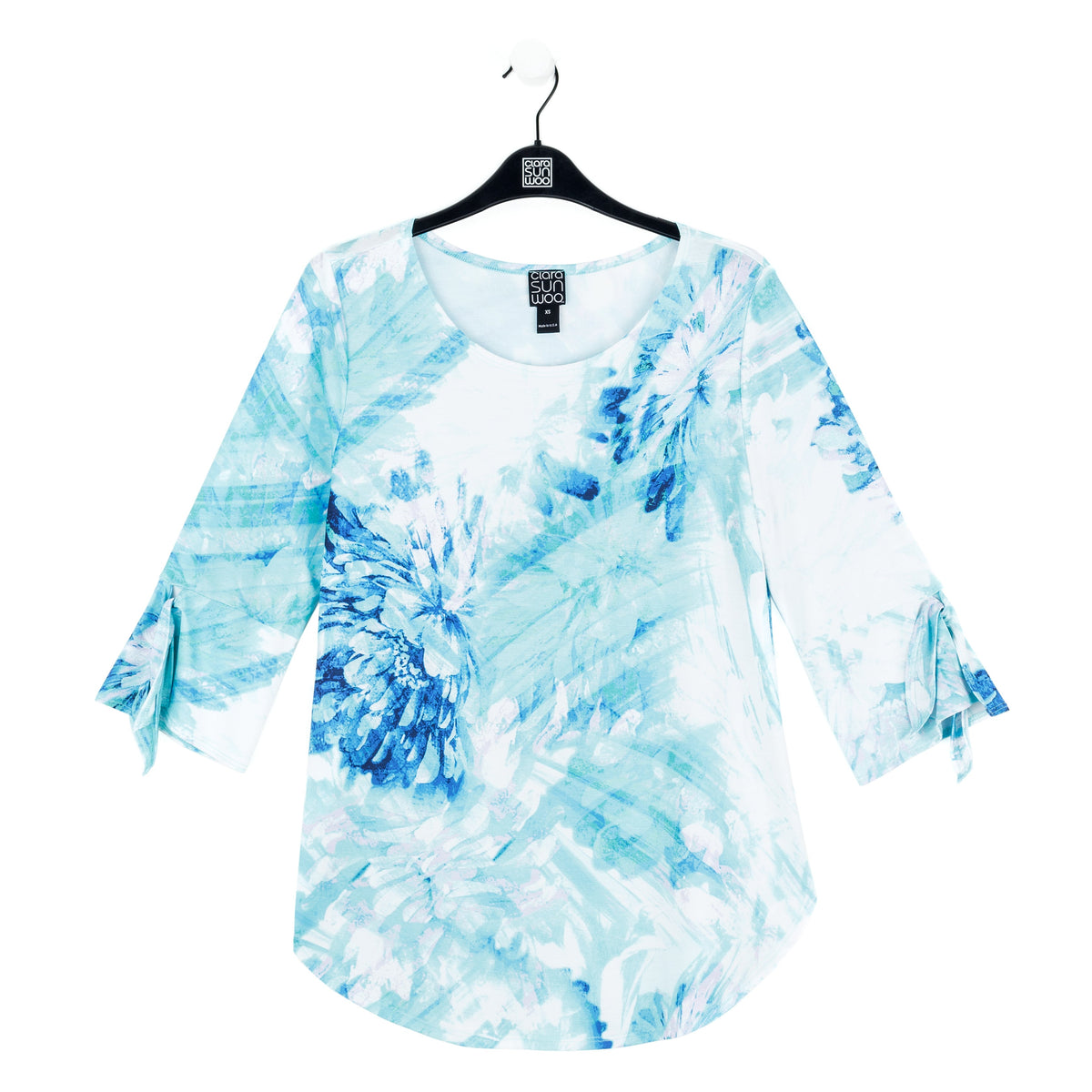 Tie Cuff Curved Hem Tunic - Ocean Petal - Final Sale | Clara Sunwoo