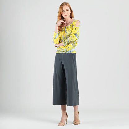 Open Shoulder Blouson Waist Top - Sunlit Palm - Final Sale | Clara Sunwoo