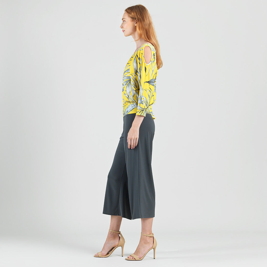 Open Shoulder Blouson Waist Top - Sunlit Palm - Final Sale | Clara Sunwoo