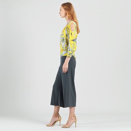Open Shoulder Blouson Waist Top - Sunlit Palm - Final Sale | Clara Sunwoo