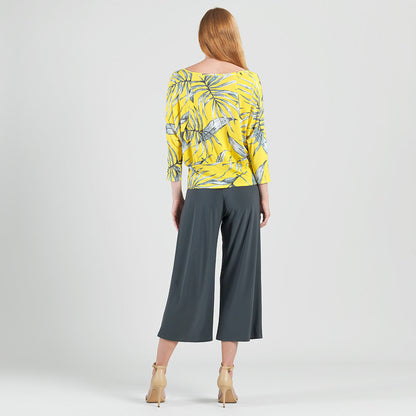 Open Shoulder Blouson Waist Top - Sunlit Palm - Final Sale | Clara Sunwoo